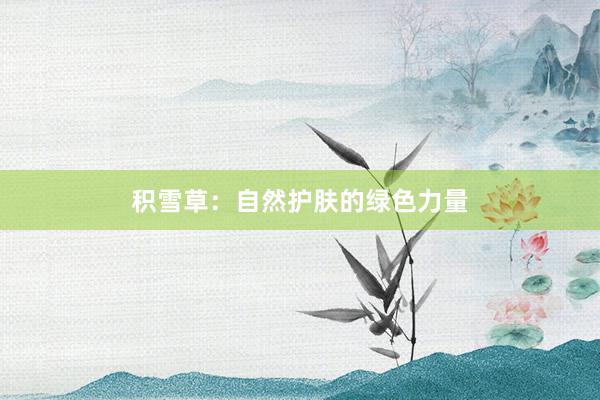 积雪草：自然护肤的绿色力量