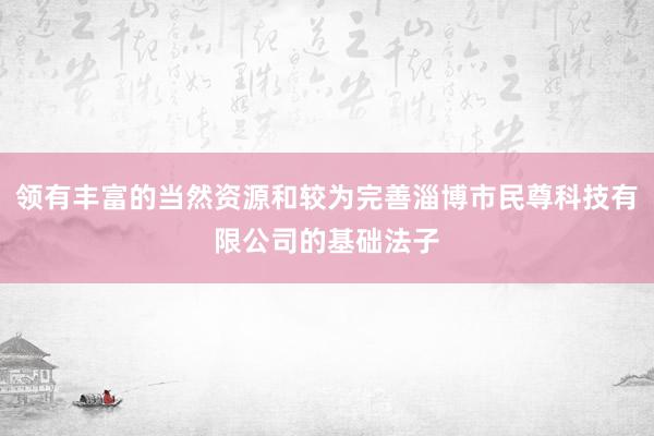 领有丰富的当然资源和较为完善淄博市民尊科技有限公司的基础法子
